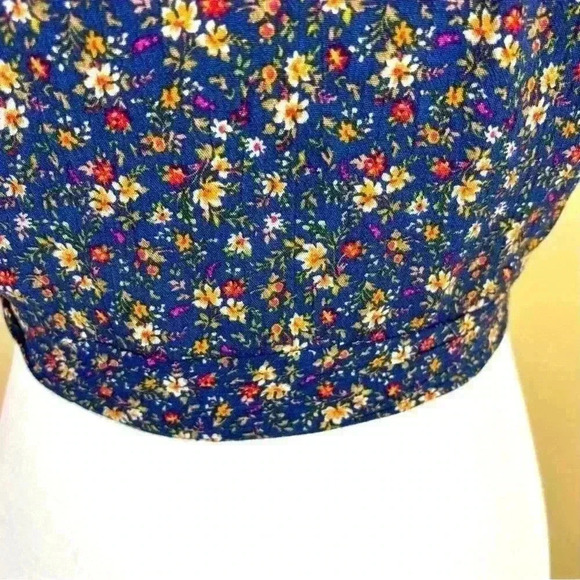 American Eagle Floral Peasant Boho V-Neck Button Down Tie Waist Crop Top Size S - Picture 8 of 15